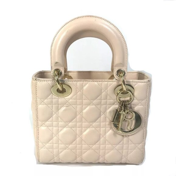 CHRISTIAN DIOR Lady Dior Mini 2WAY Hand Bag Leather Beige - Picture 1 of 15
